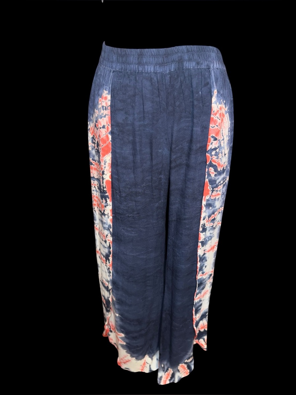 YFB Young Fabulous & Broke Tie Dye Palazzo Pants Navy Red Wide Leg Boho